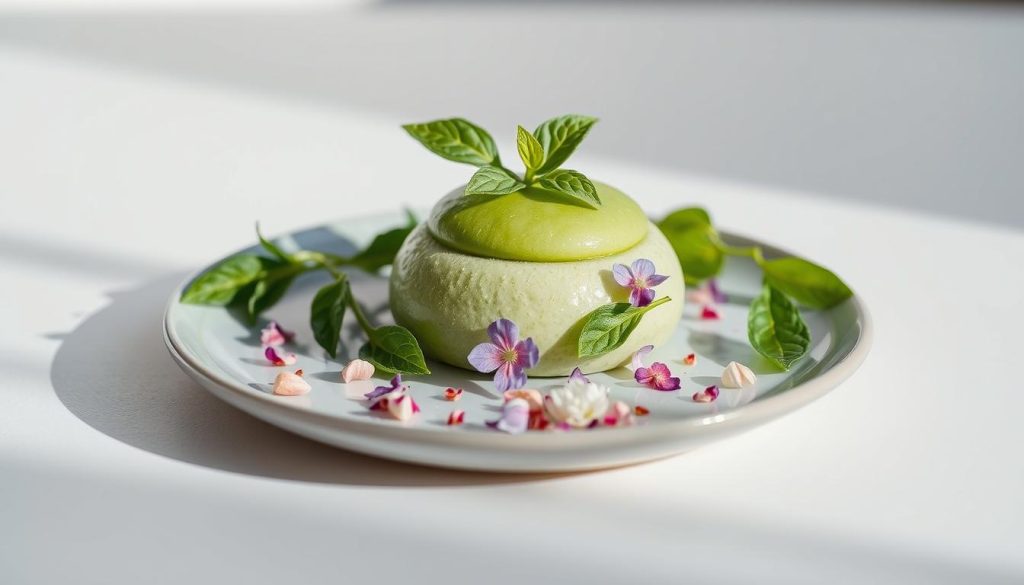 basil mousse, herbal dessert, summer mousse
