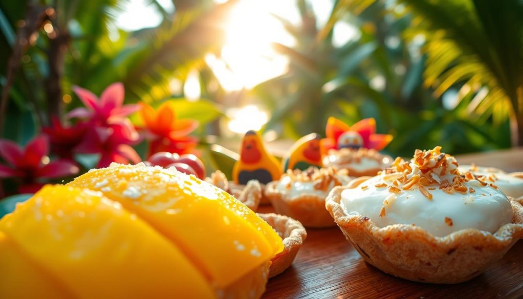 mango sticky rice, Thai dessert tartlets, coconut rice desserts