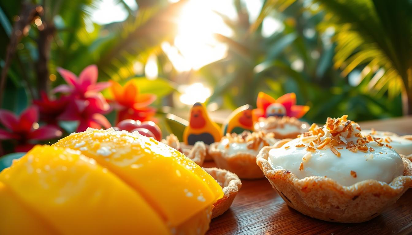 mango sticky rice, Thai dessert tartlets, coconut rice desserts